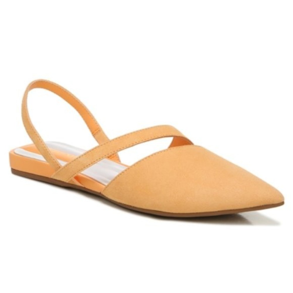 Franco Sarto Size 5.5‎ Canary Melon Orange Suede Leather Point Toe Flats Shoes